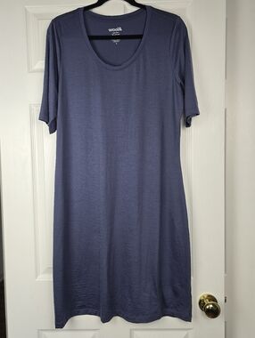 Wool& Navy Scoop Neck T-Shirt Dress